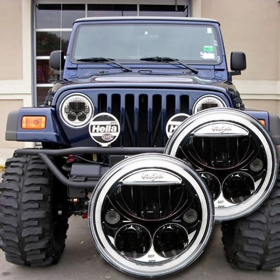 Jeep wrangler on sale aftermarket headlights